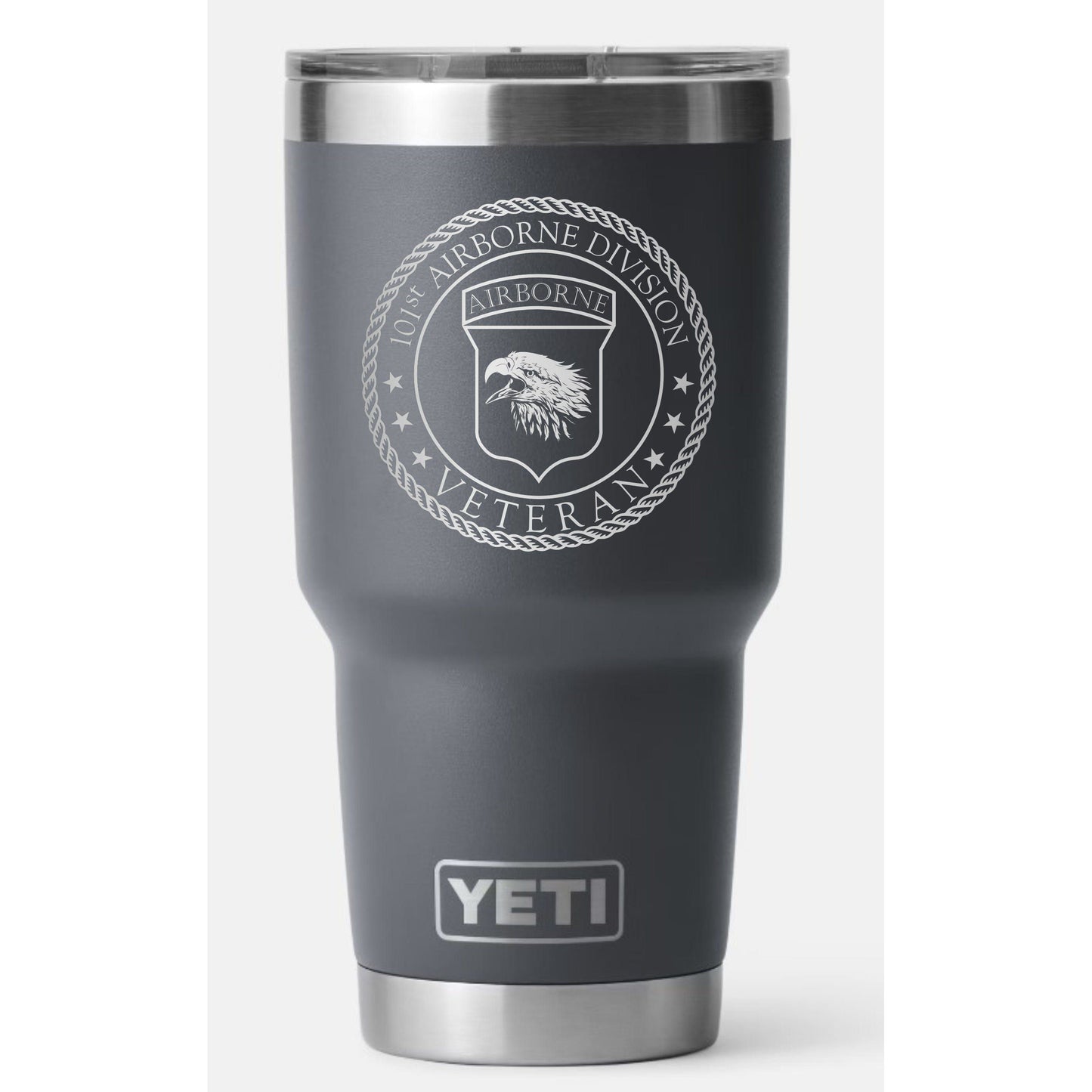 30oz Yeti Charcoal 101st Airborne Veteran Logo