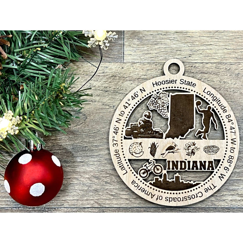 Indiana Wood Christmas Ornaments