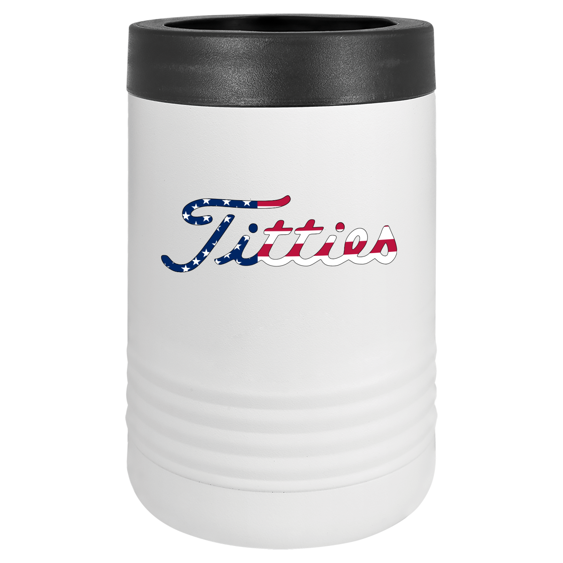 insulated metal polar camel beverage koozie, featuring a logo with a twist on a popular golf brand