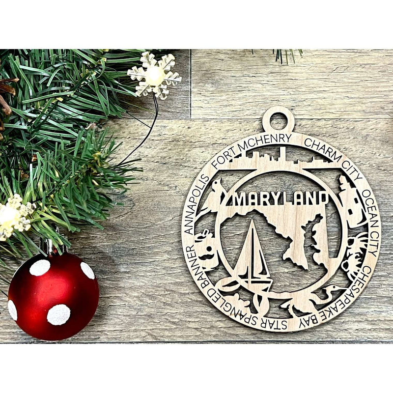 Maryland Wood Christmas Ornaments