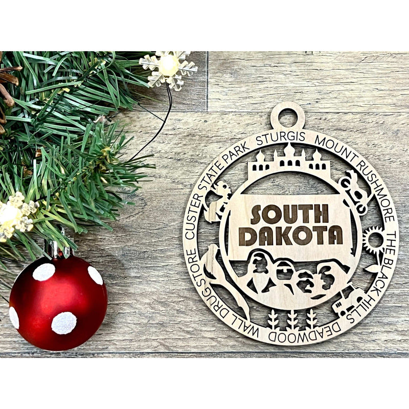 South Dakota Wood Christmas Ornaments