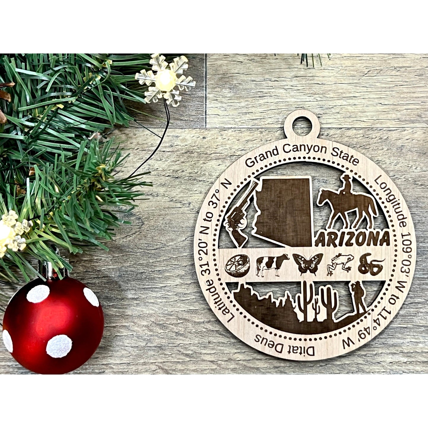 Arizona Wood Christmas Ornament