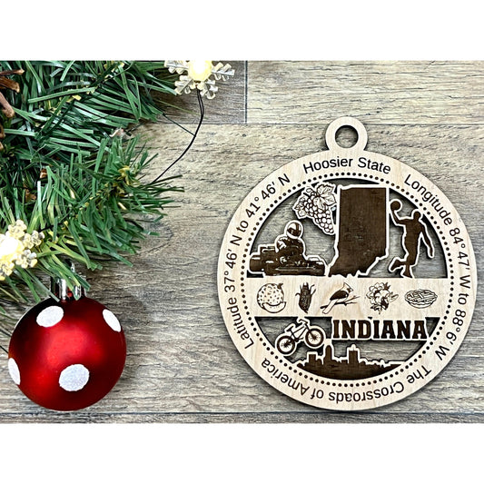 Indiana Wood Christmas Ornaments