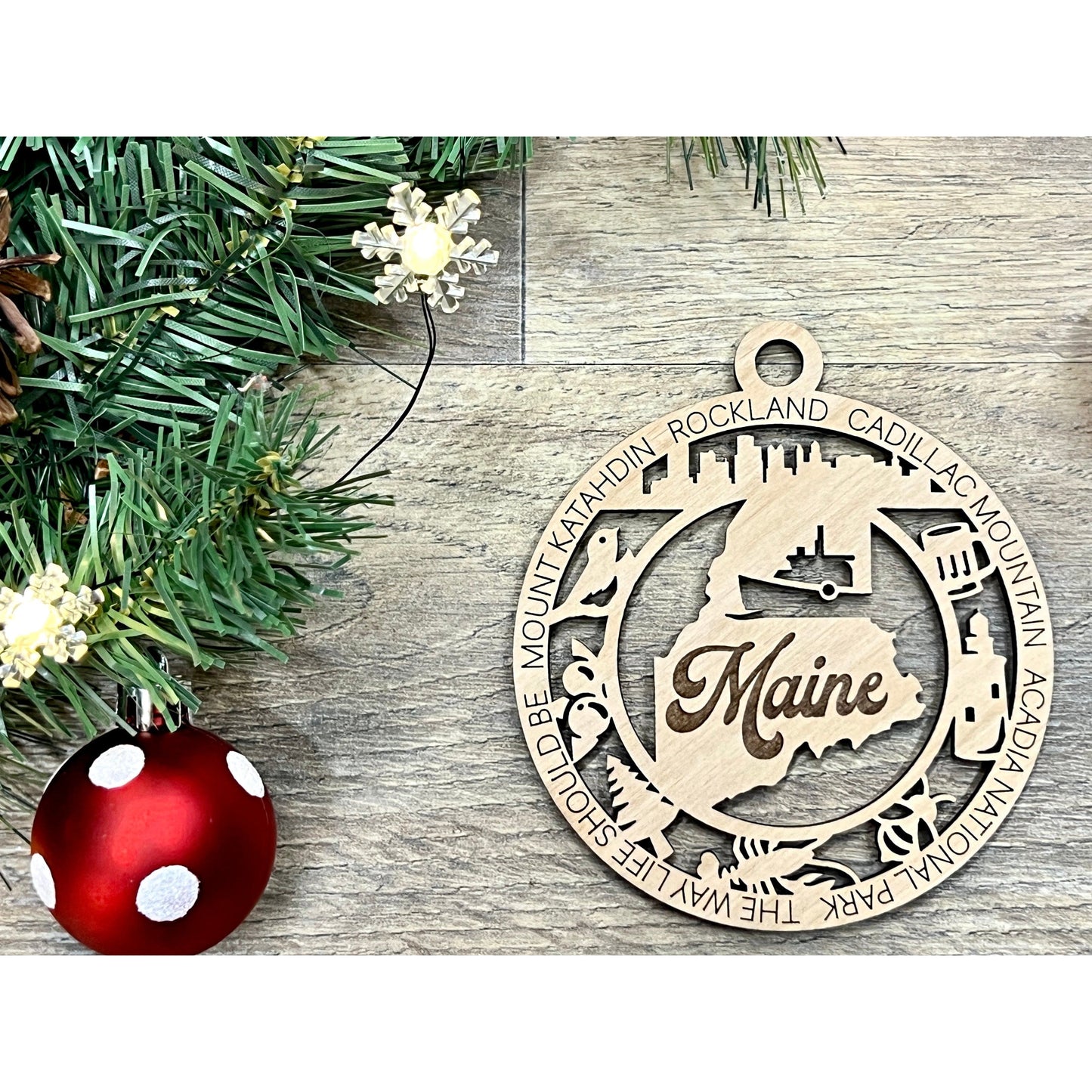 Maine Wood Christmas Ornaments