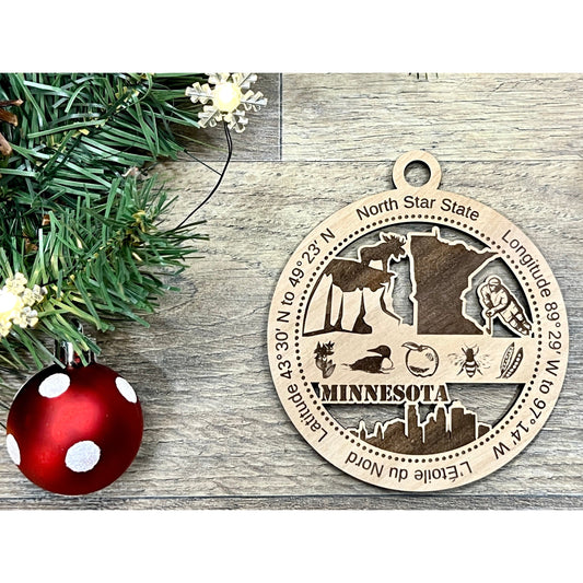 Minnesota Wood Christmas Ornaments