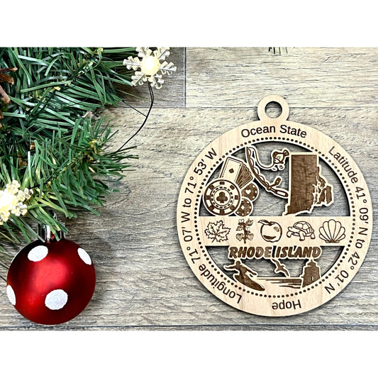 Rhode Island Wood Christmas Ornaments