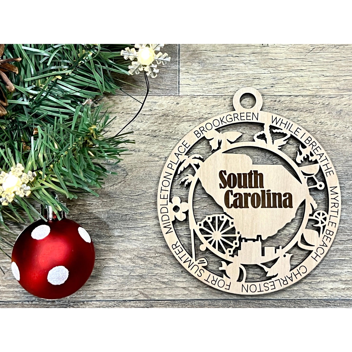 South Carolina Wood Christmas Ornaments