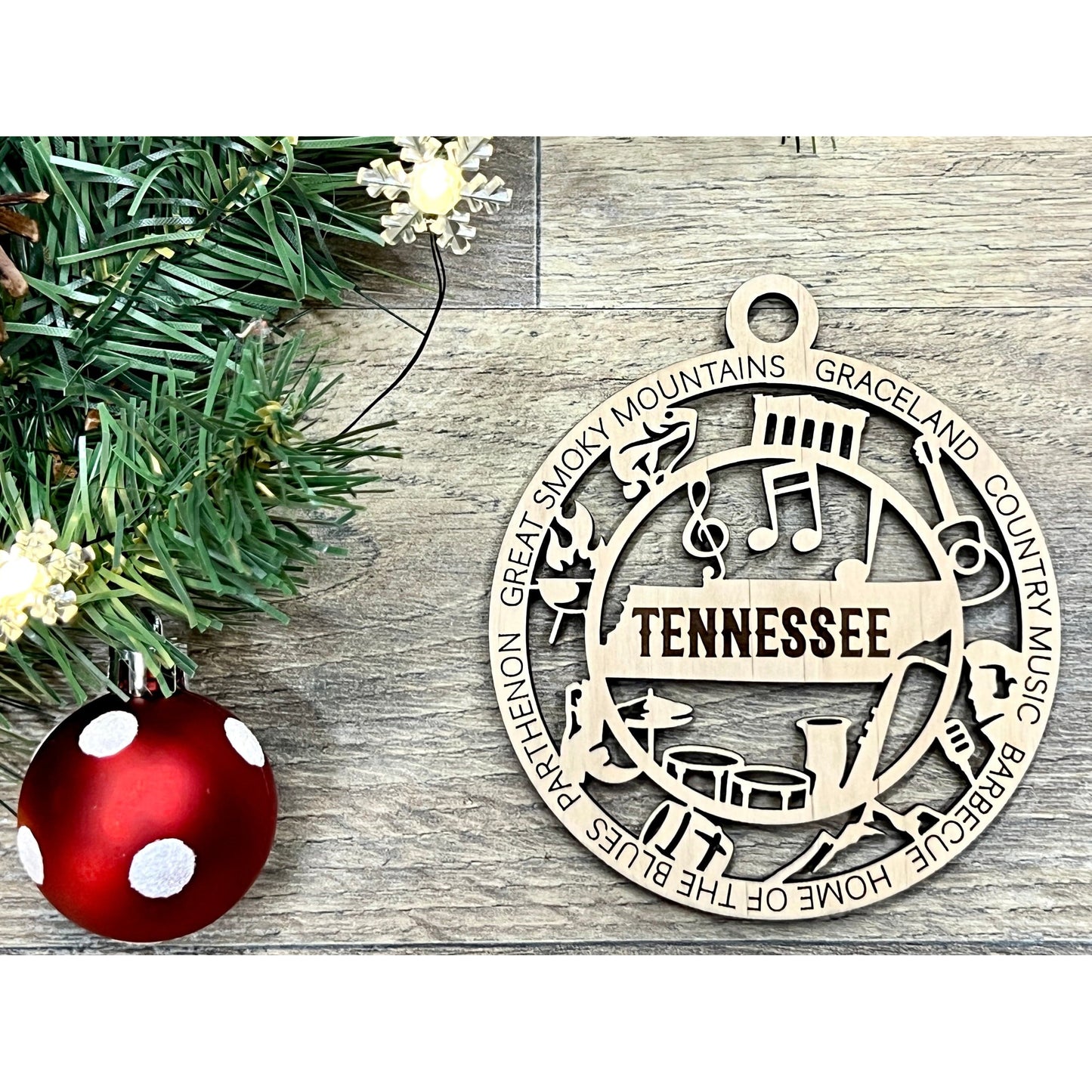 Tennessee Wood Christmas Ornaments