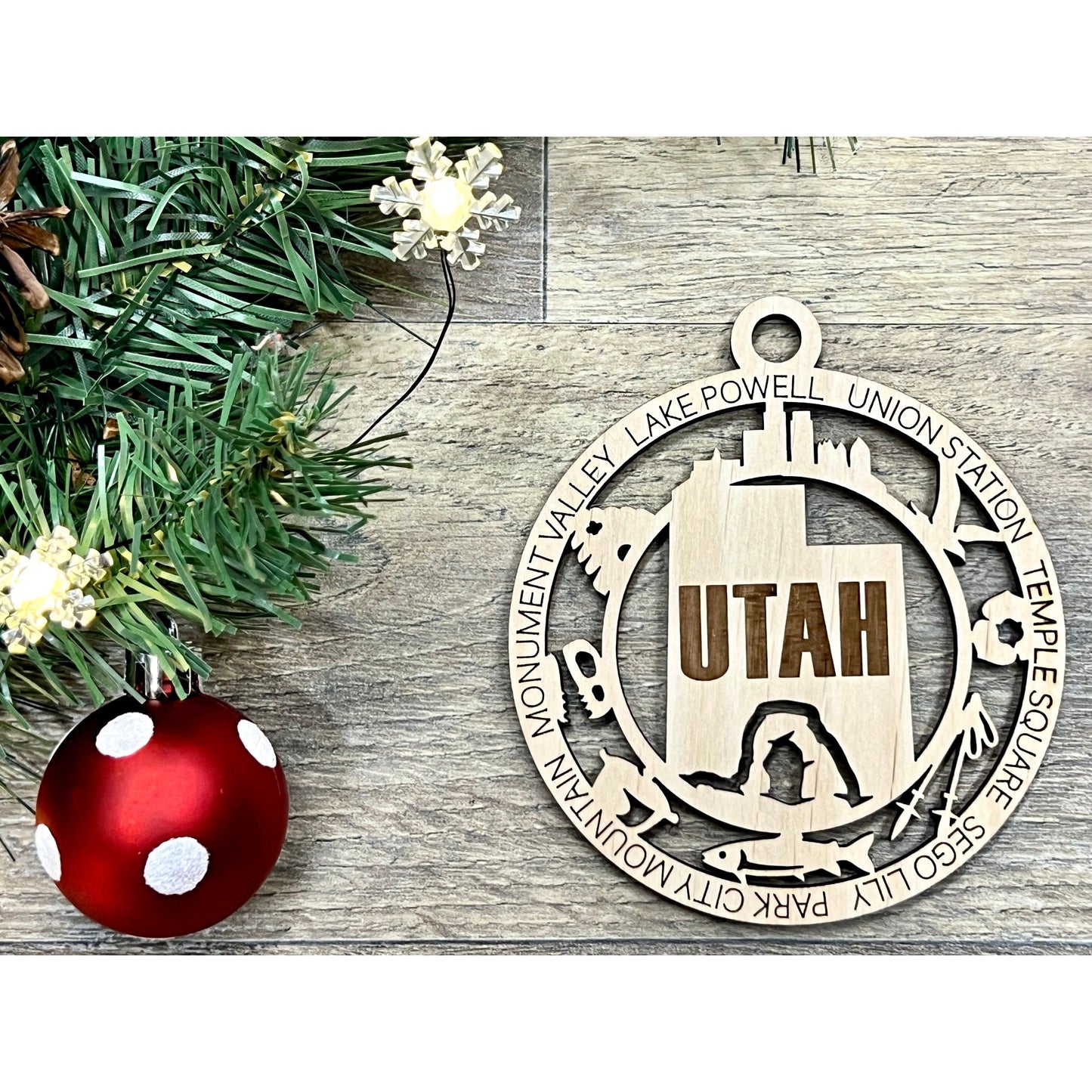 Utah Wood Christmas Ornaments