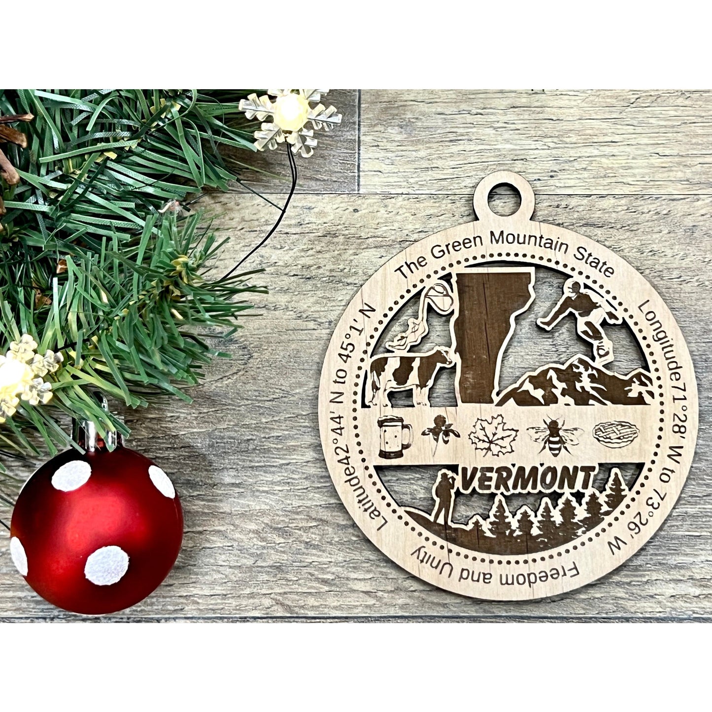 Vermont Wood Christmas Ornaments