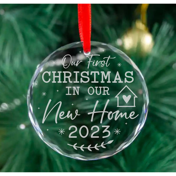 Our First Christmas in our New Home 2023, K9 Crystal Glass Ornament