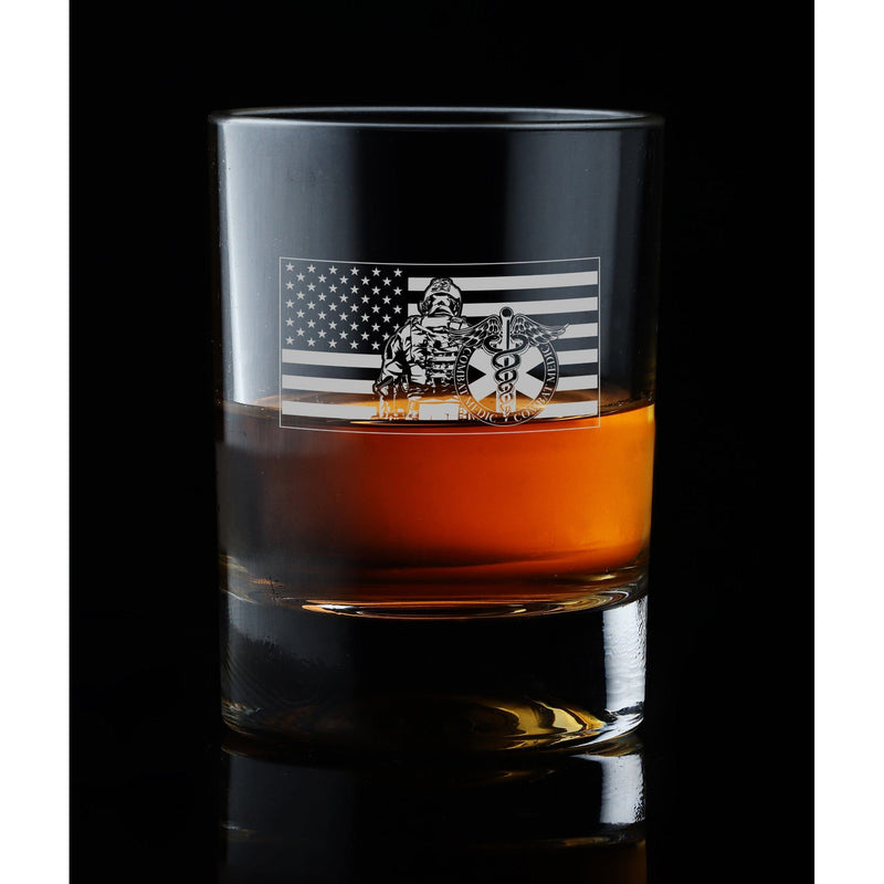Combat Medic Flag logo, 11oz Classis Rock Whiskey Glass