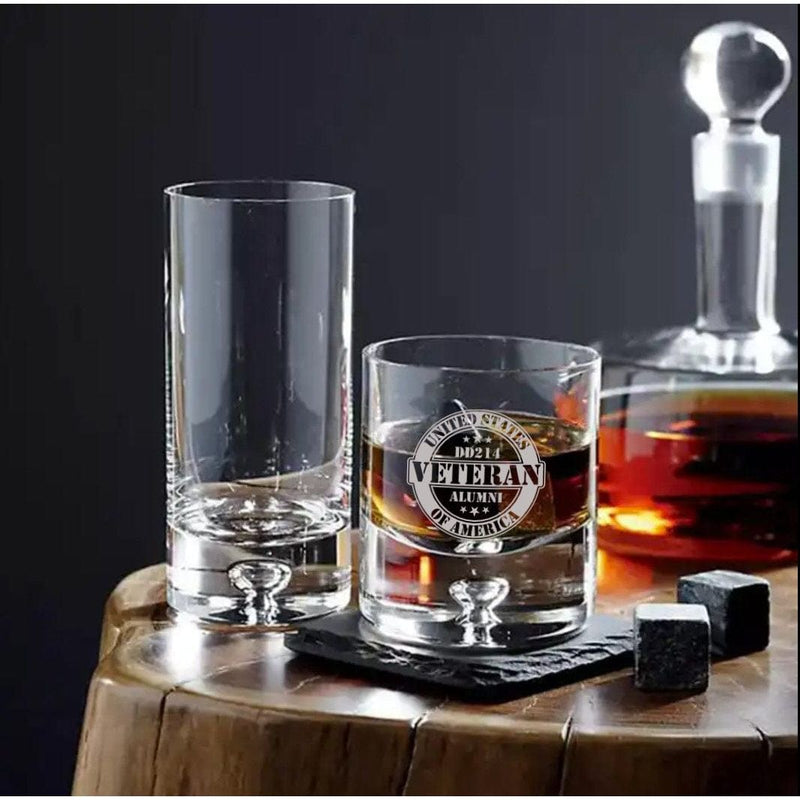 DD214 Veteran Alumni Whiskey Rock Glass