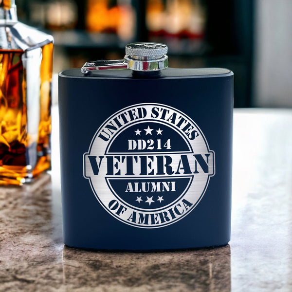 DD214 Veteran Alumni 6oz Hip Flask
