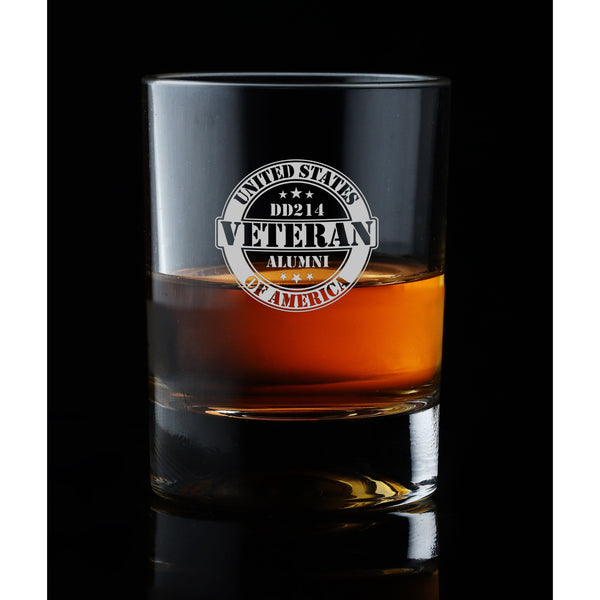 DD214 Veteran Alumni Whiskey Rock Glass