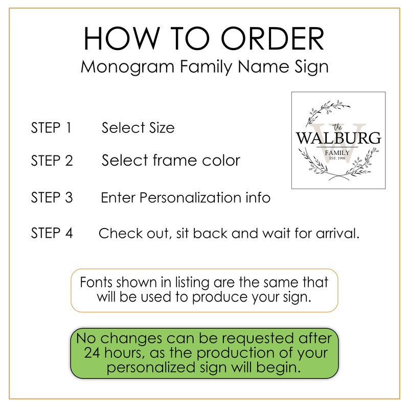 Personalized Monogram Family Name Sign