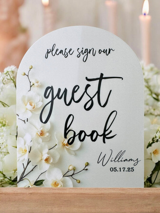 Floral Guest Book sign, Weddings, Anniversary, Birthday, Milestone Events sign GB0003