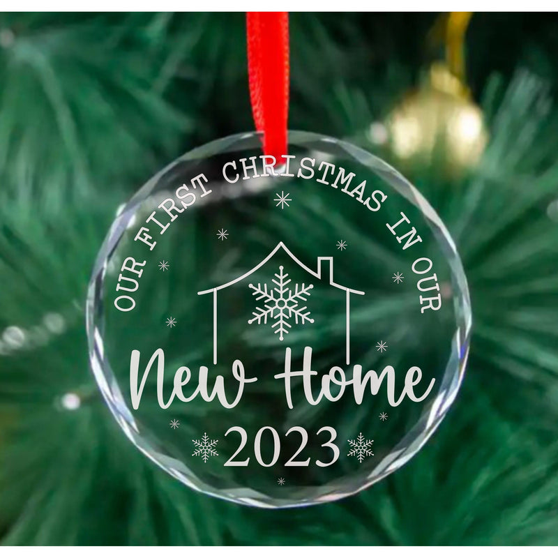 Our First Christmas in our New Home 2023, K9 Crystal Glass Ornament