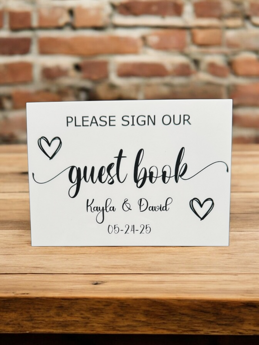 Personalized Guestbook sign with decorative hearts GB0007