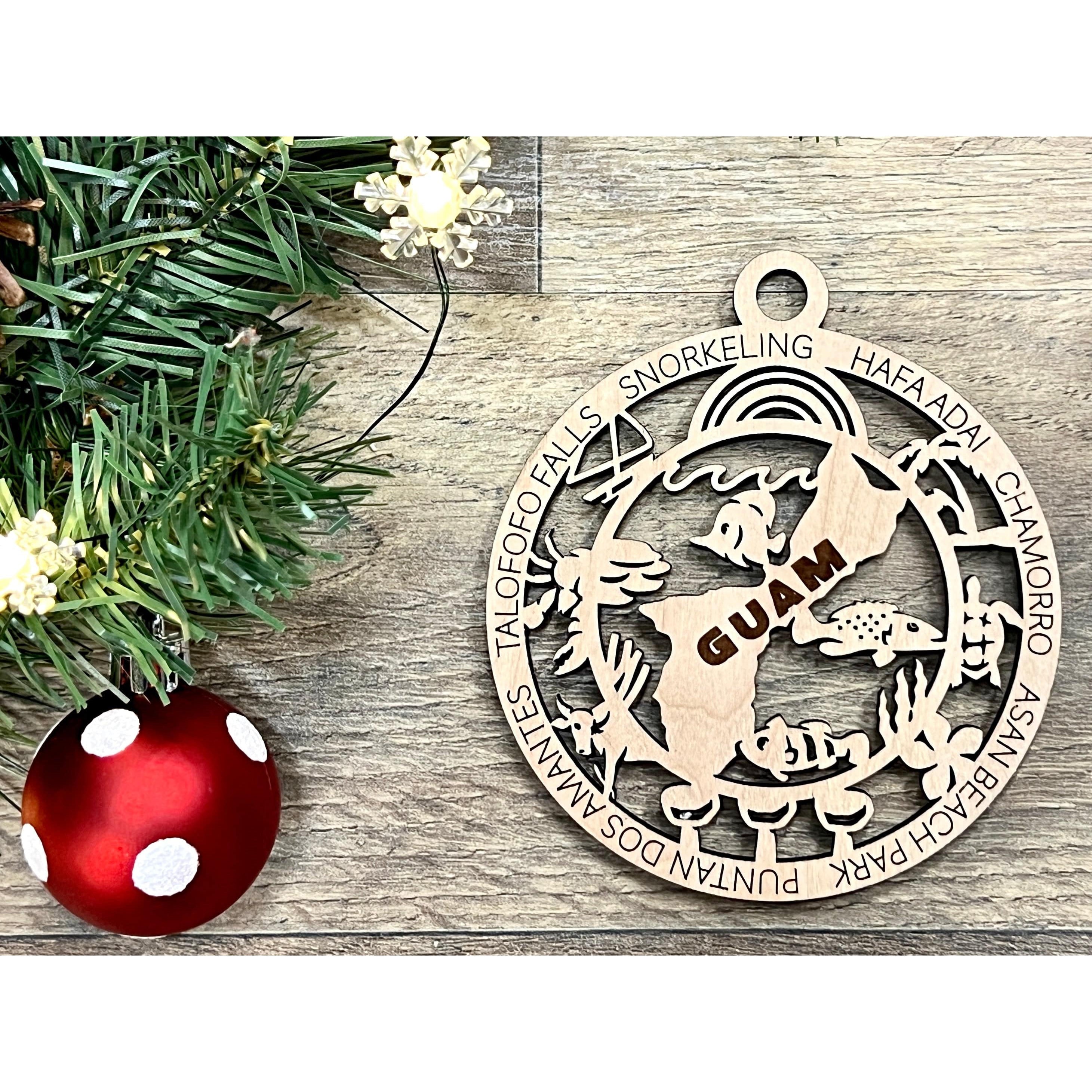 Guam Wood Christmas Ornaments