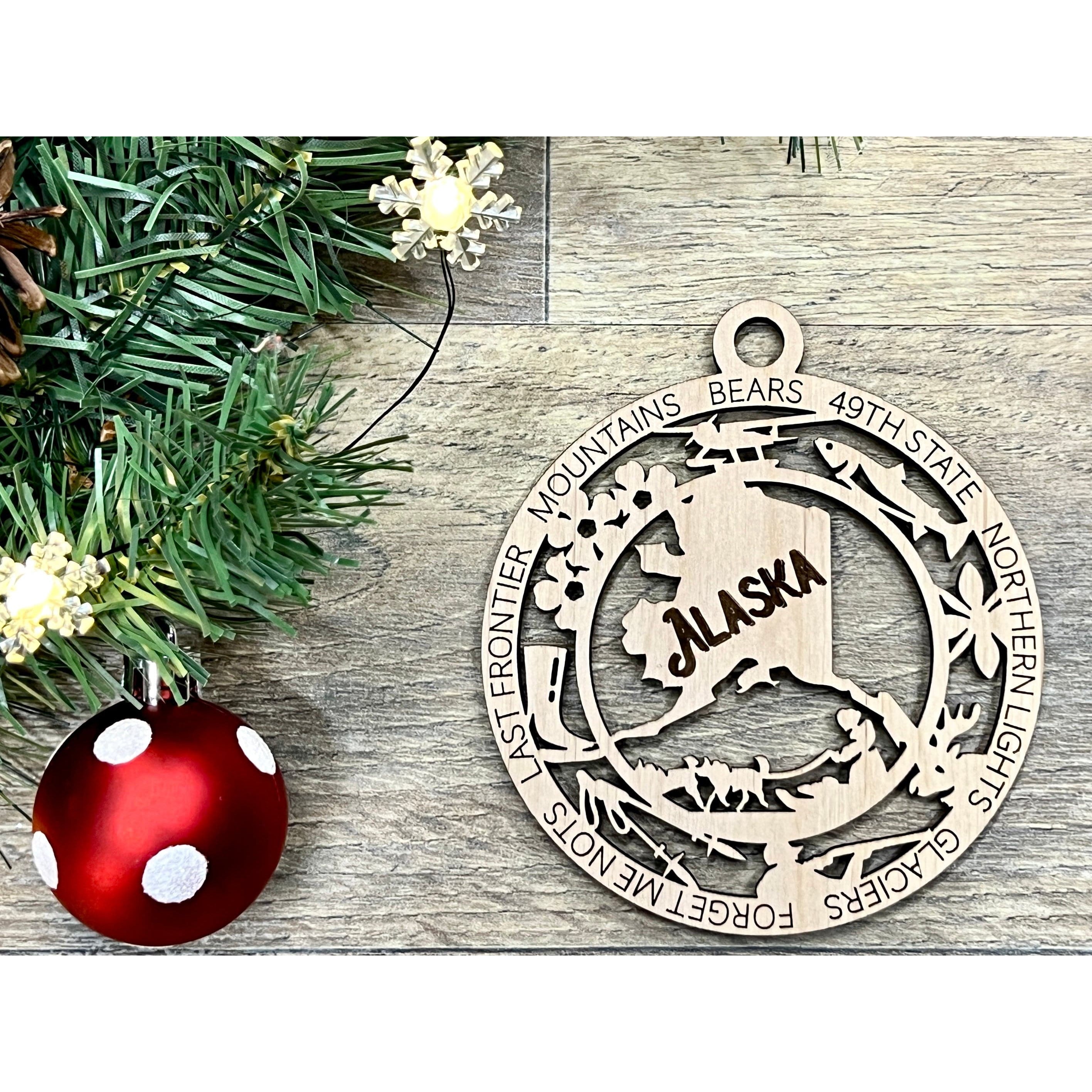 Alaska Wood Christmas Ornament