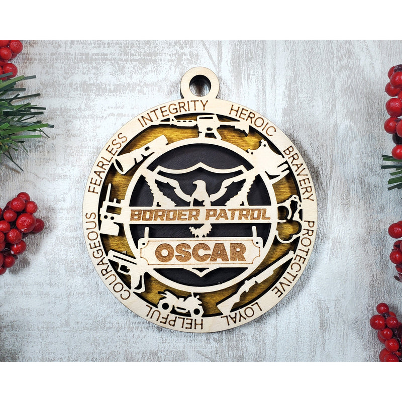 Border Patrol agent Christmas ornament with name
