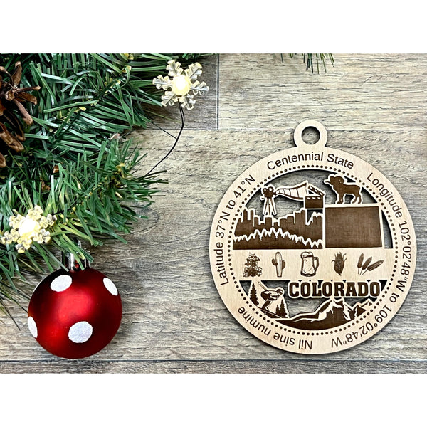 Colorado Wood Christmas Ornaments