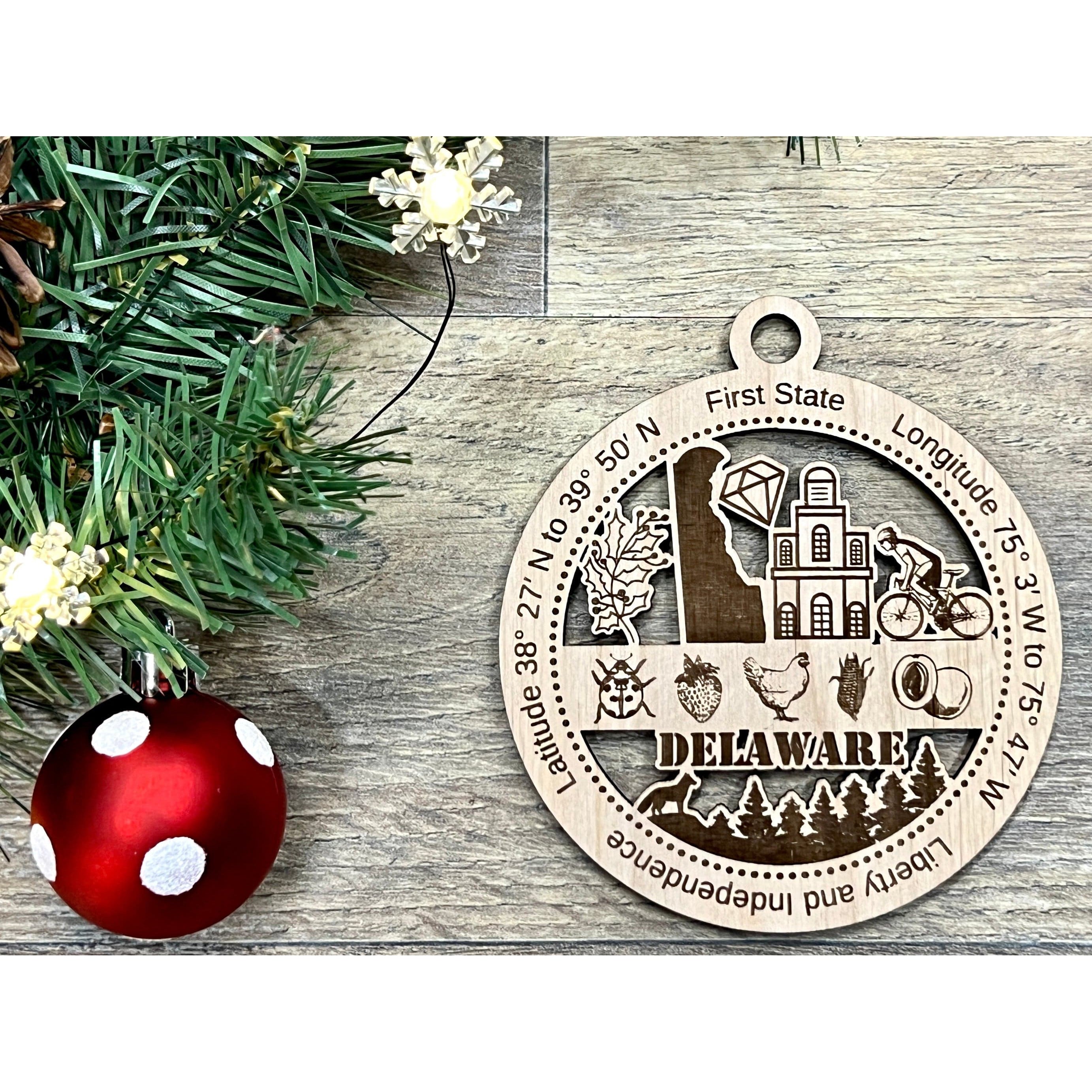 Delaware Wood Christmas Ornaments