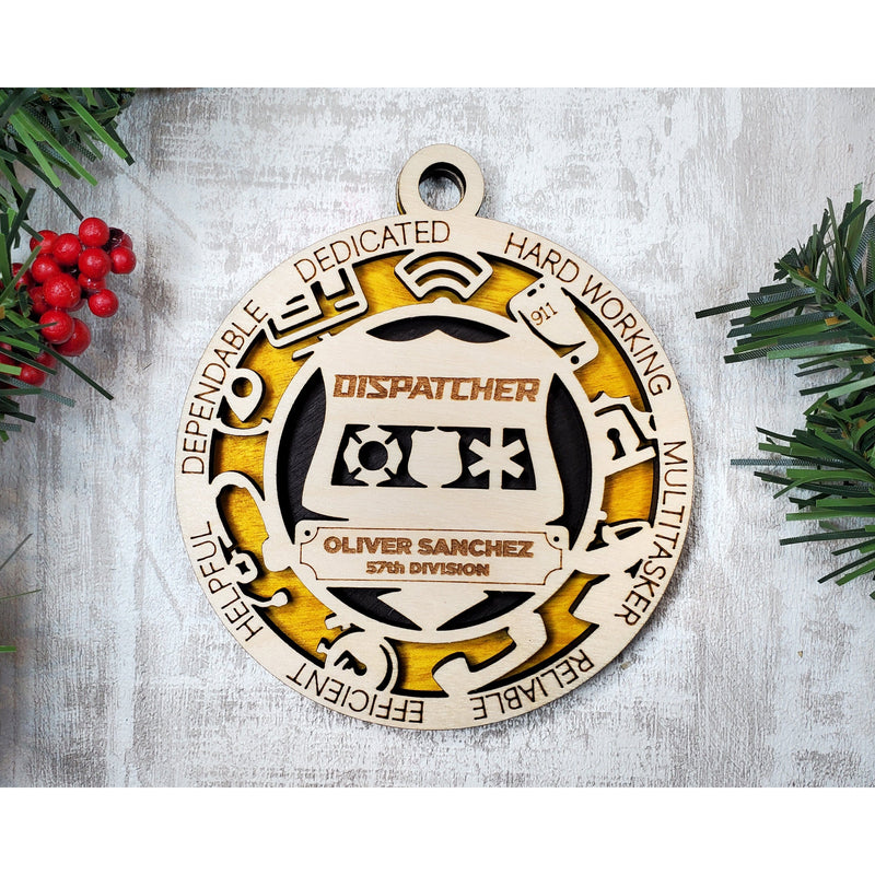 Dispaccher Chirstmas wooden Christmas ornament customized with name