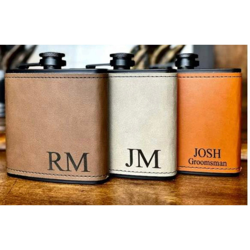 6oz Black Stainless Steel flask with funnel