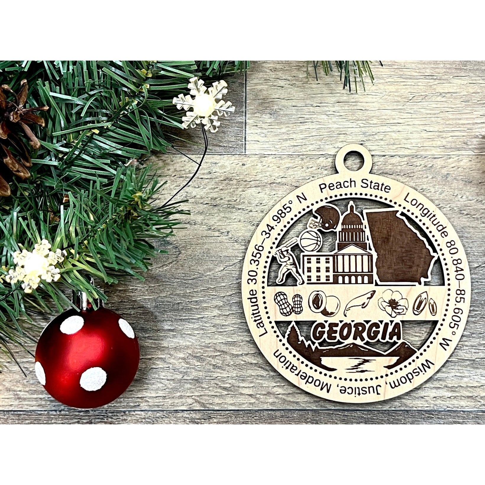 Georgia Wood Christmas Ornaments