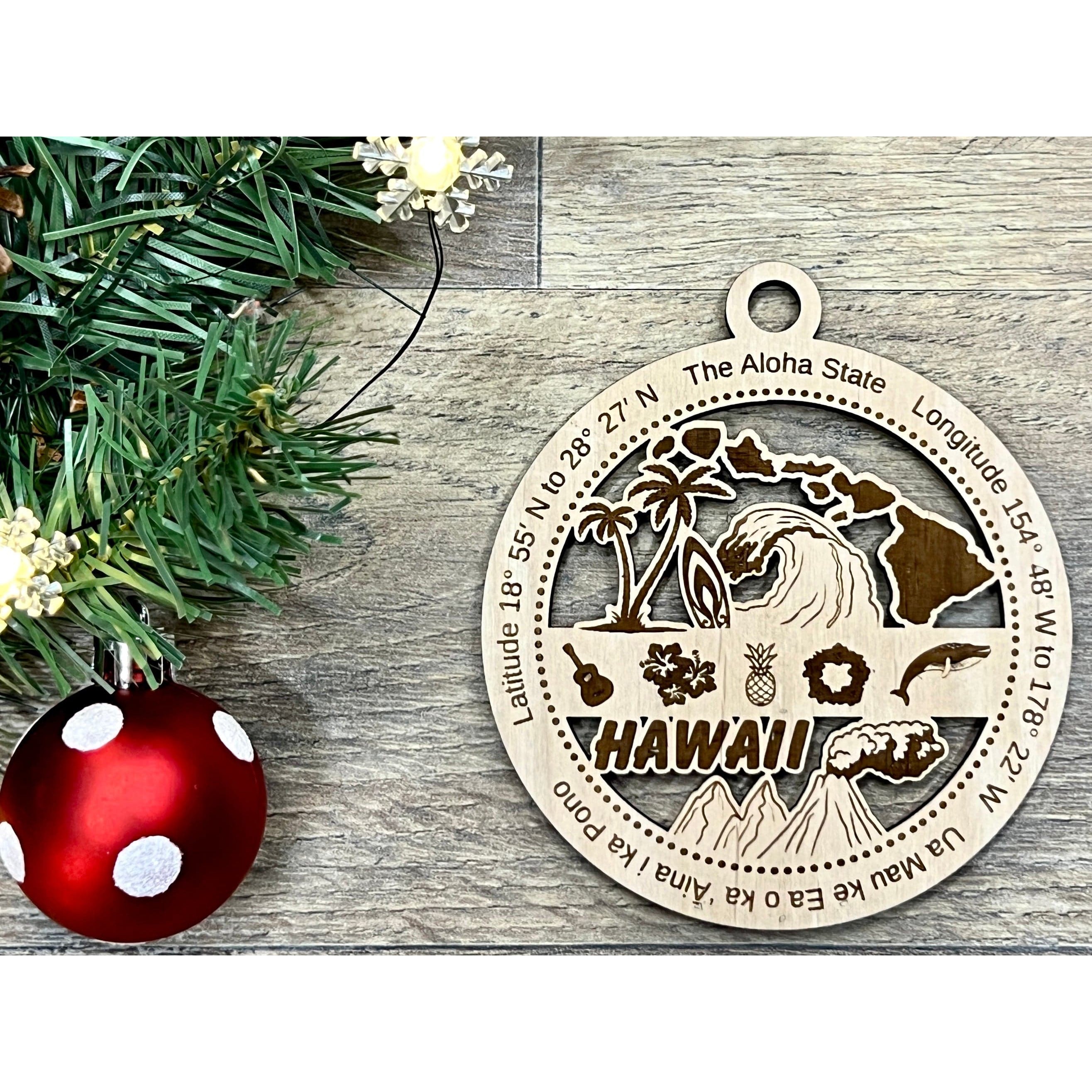 Hawaii Wood Christmas Ornaments