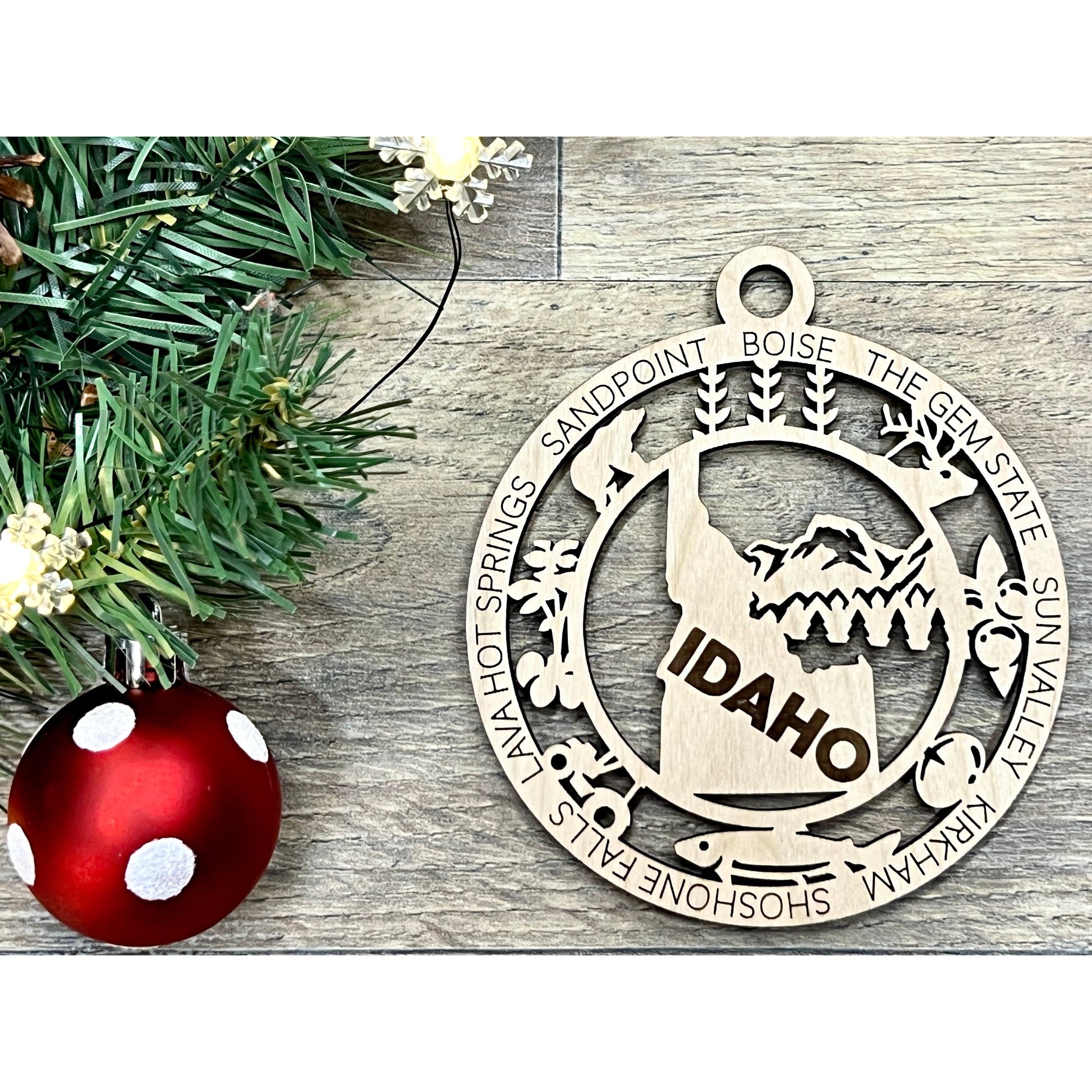 Idaho Wood Christmas Ornaments