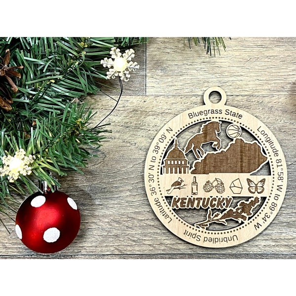 Kentucky Wood Christmas Ornaments