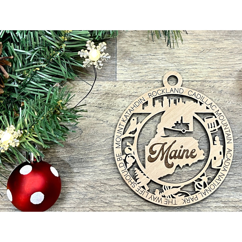 Maine Wood Christmas Ornaments