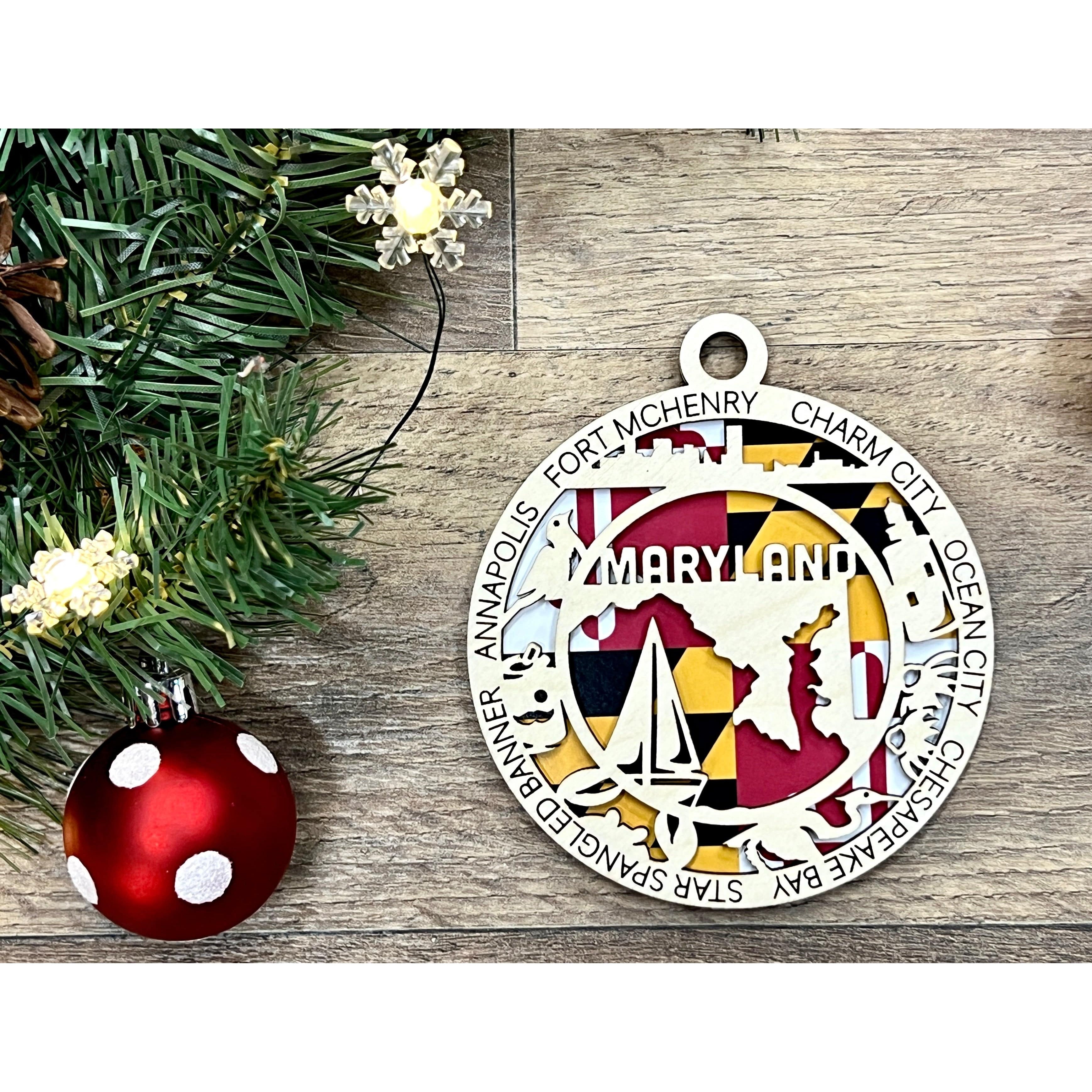 Maryland Wood Christmas Ornaments