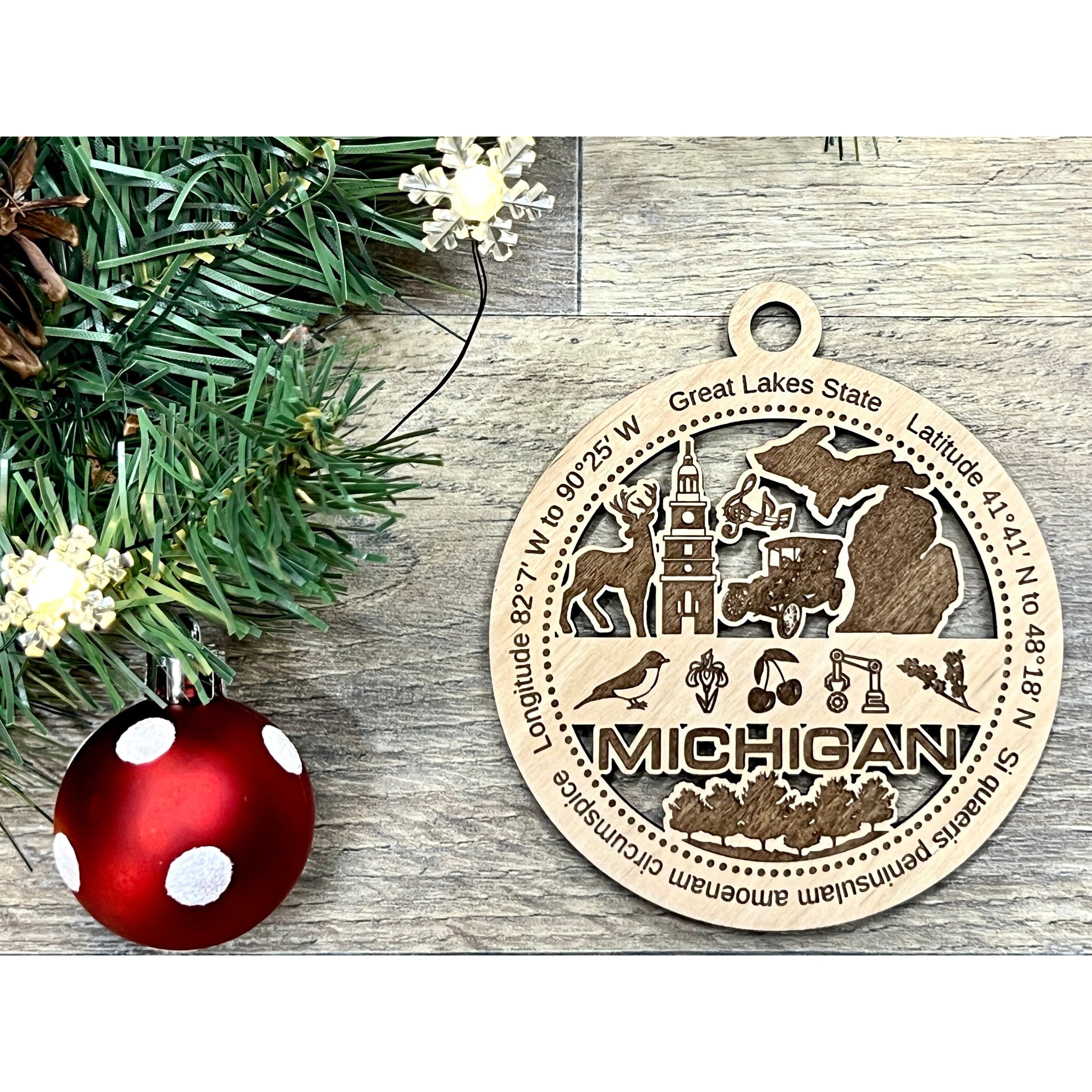 Michigan Wood Christmas Ornaments