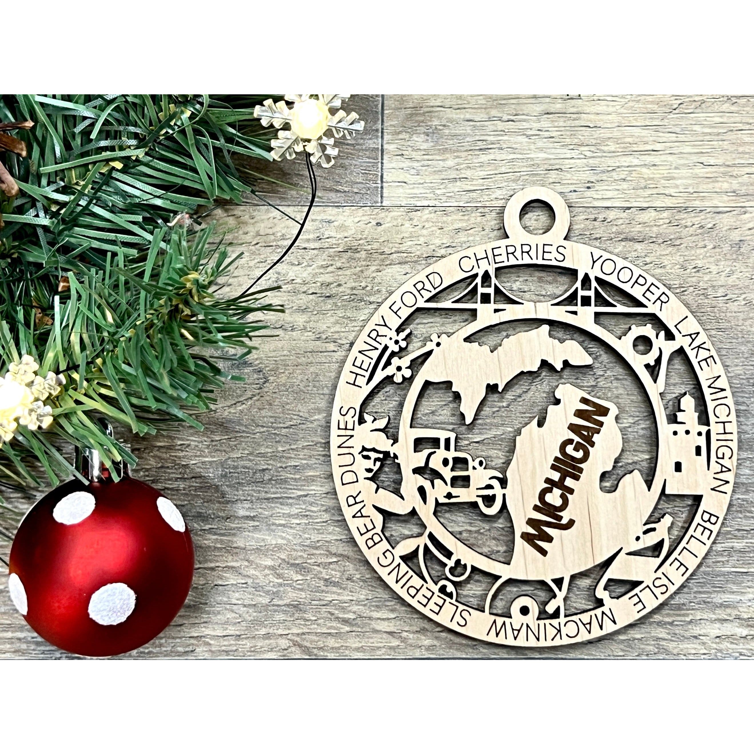 Michigan Wood Christmas Ornaments