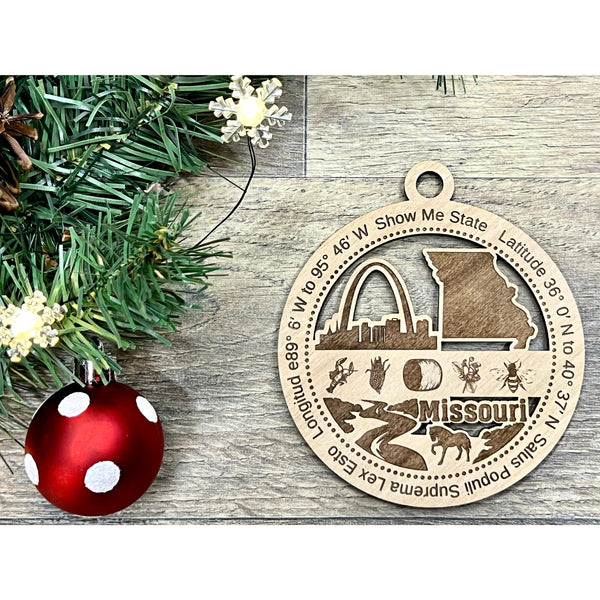 Missouri Wood Christmas Ornaments