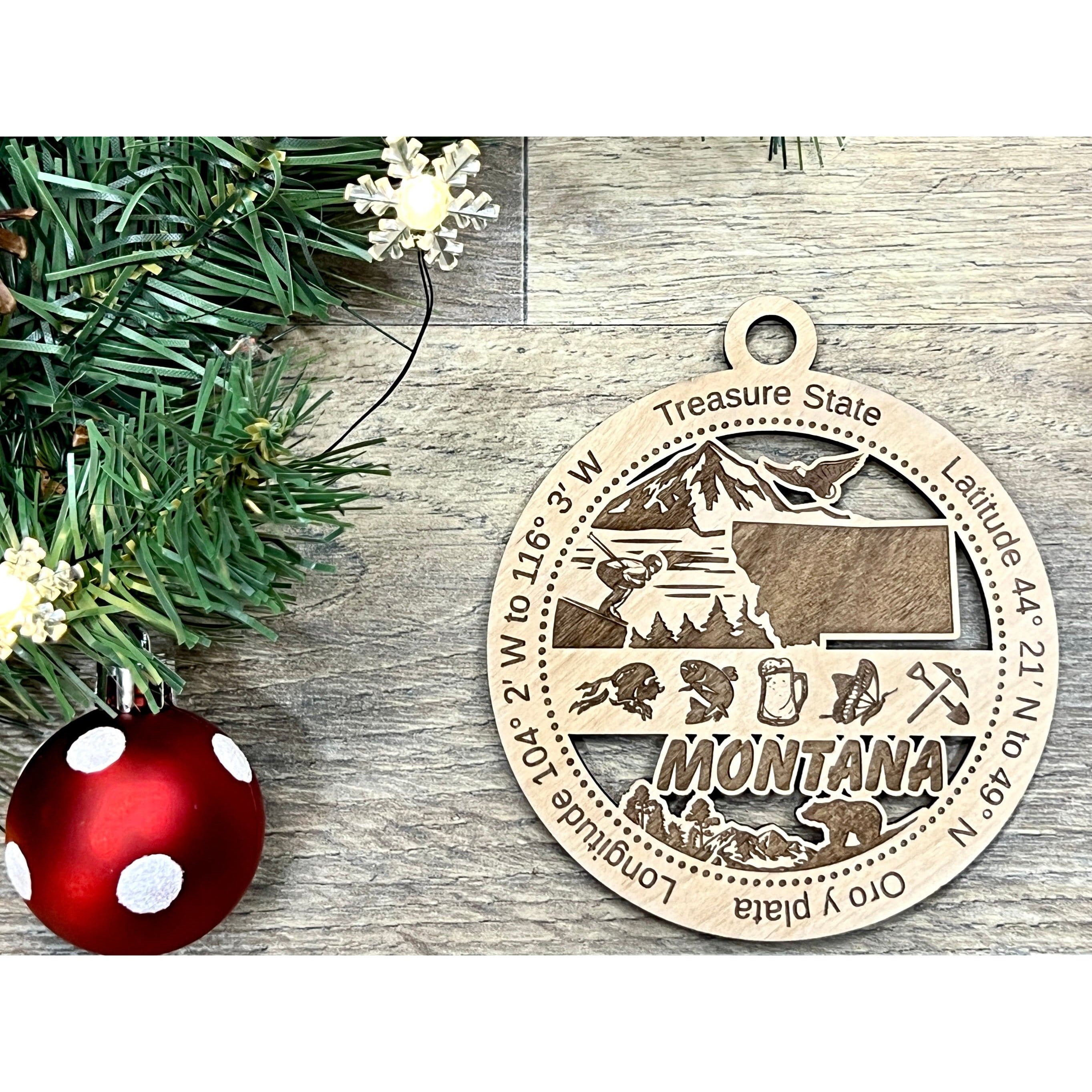 Montana Wood Christmas Ornaments