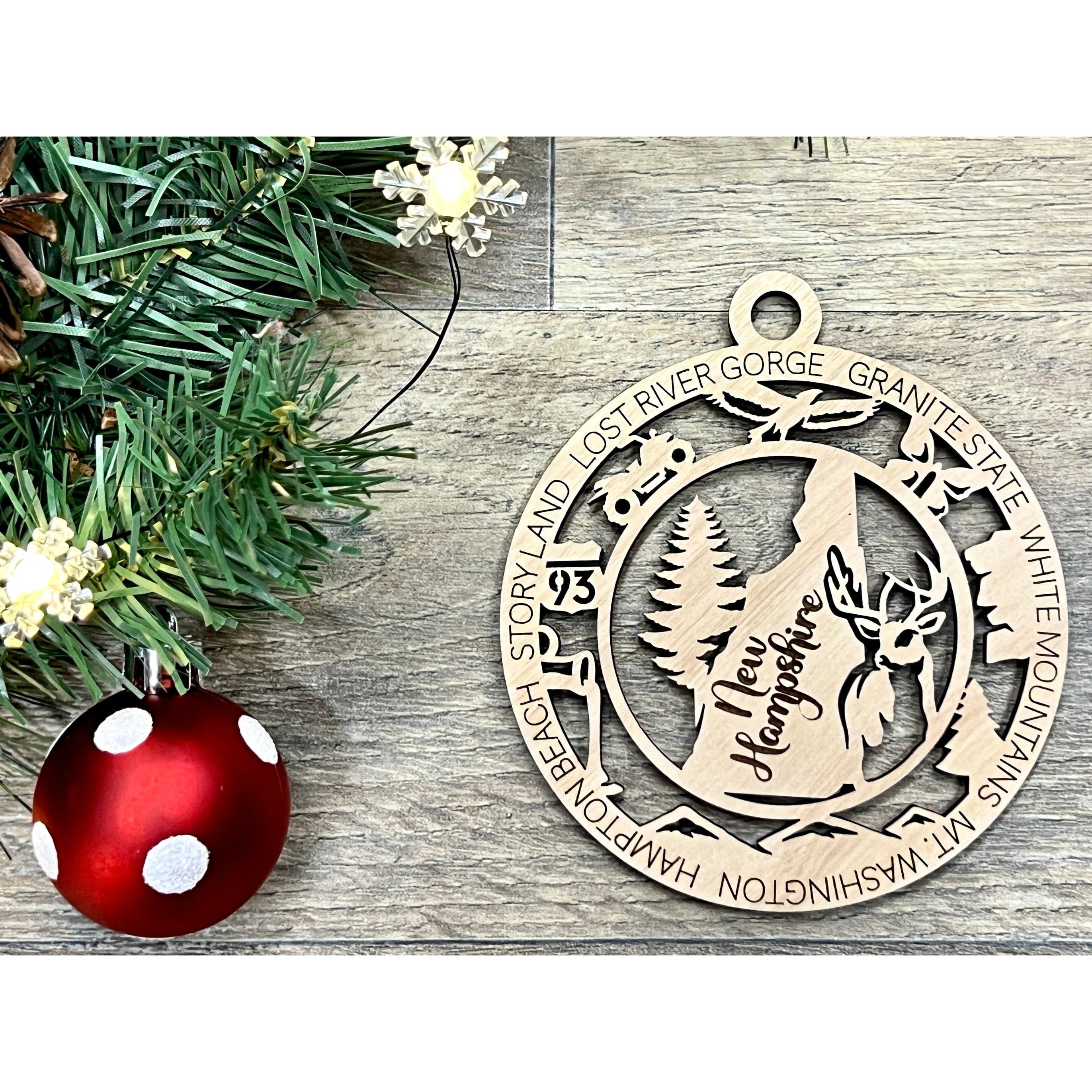 New Hampshire Wood Christmas Ornaments