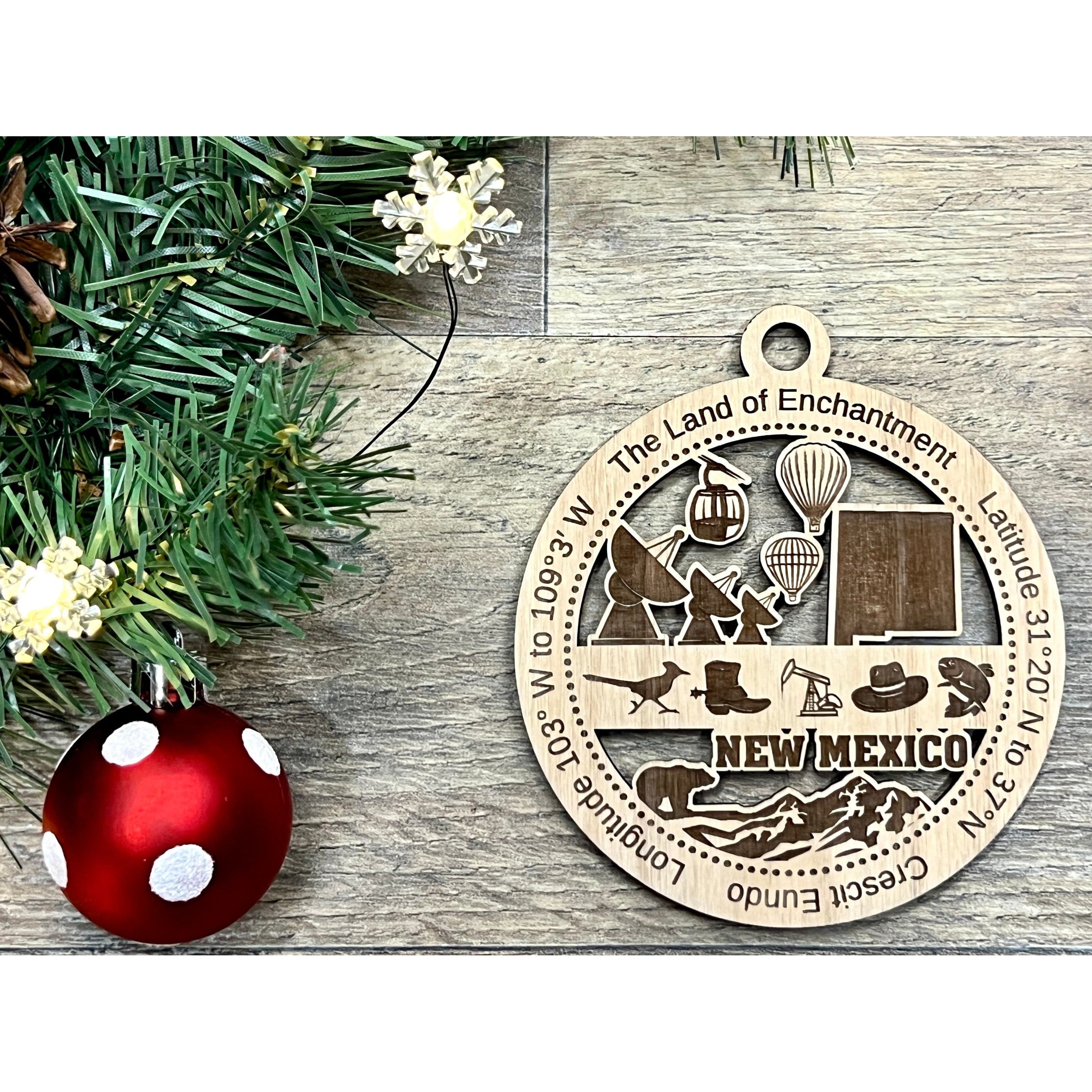 New Mexico Wood Christmas Ornaments