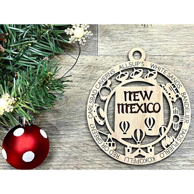 New Mexico Wood Christmas Ornaments