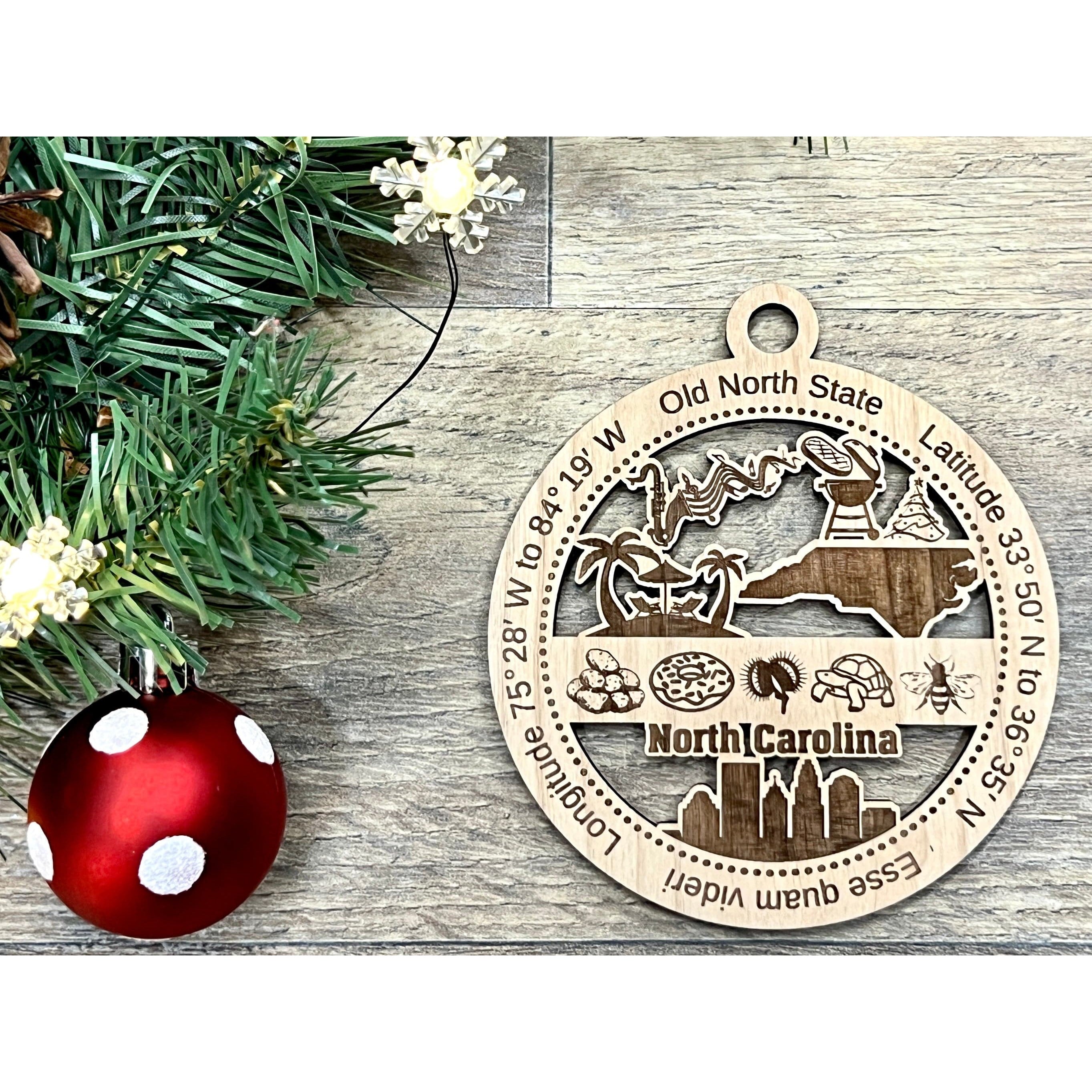 North Carolina Wood Christmas Ornaments