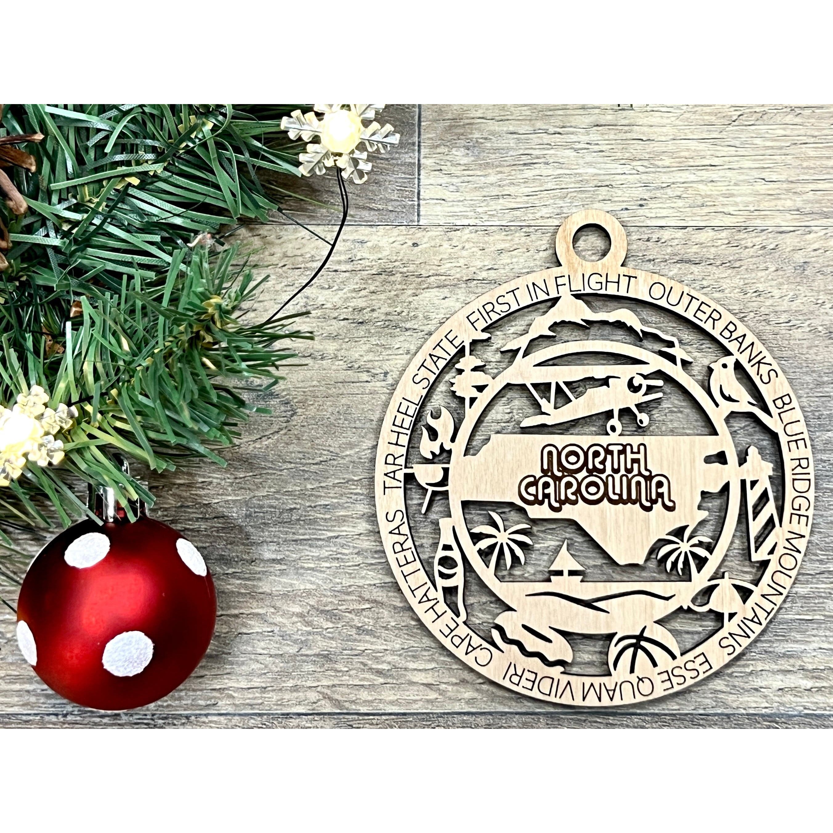 North Carolina Wood Christmas Ornaments