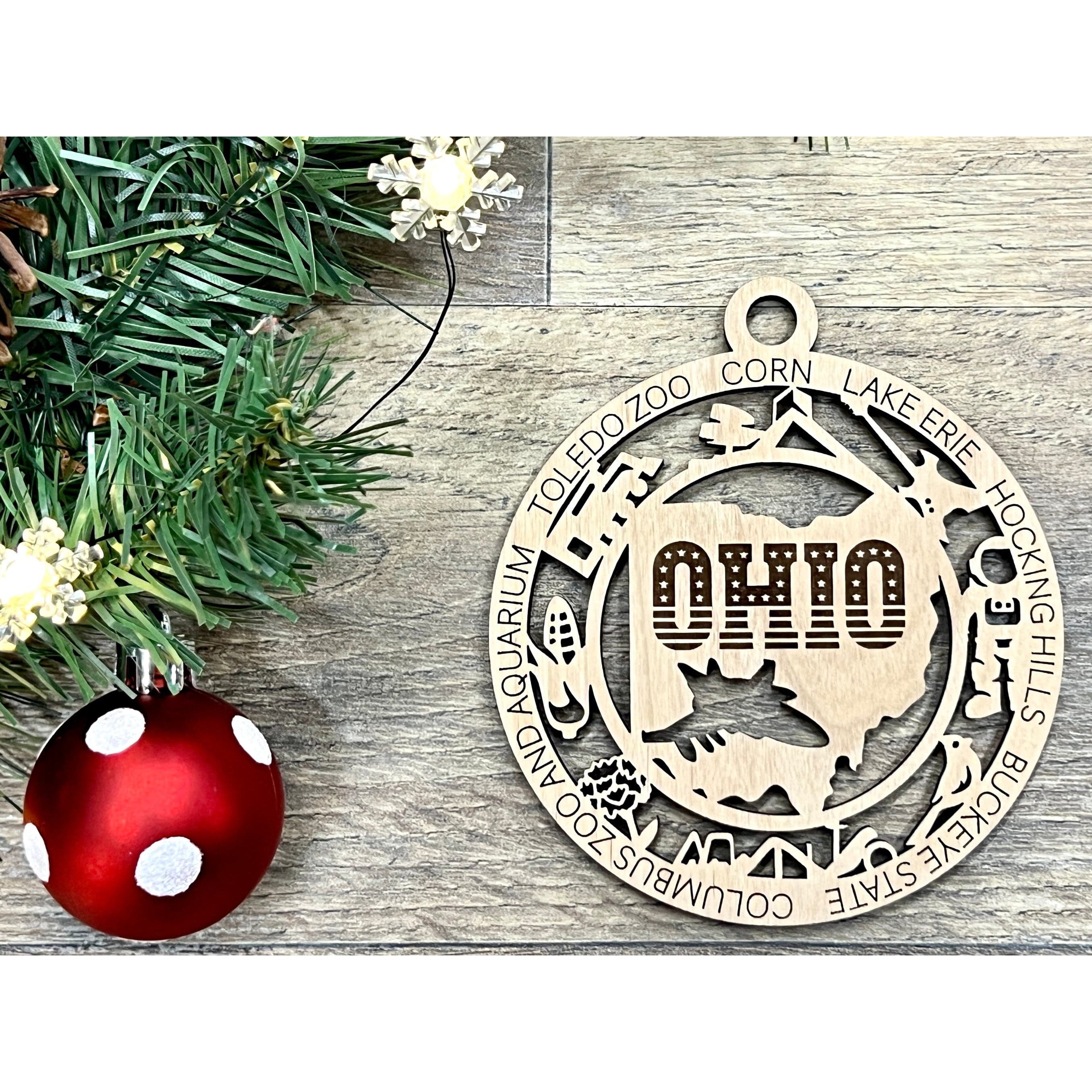 Ohio Wood Christmas Ornaments