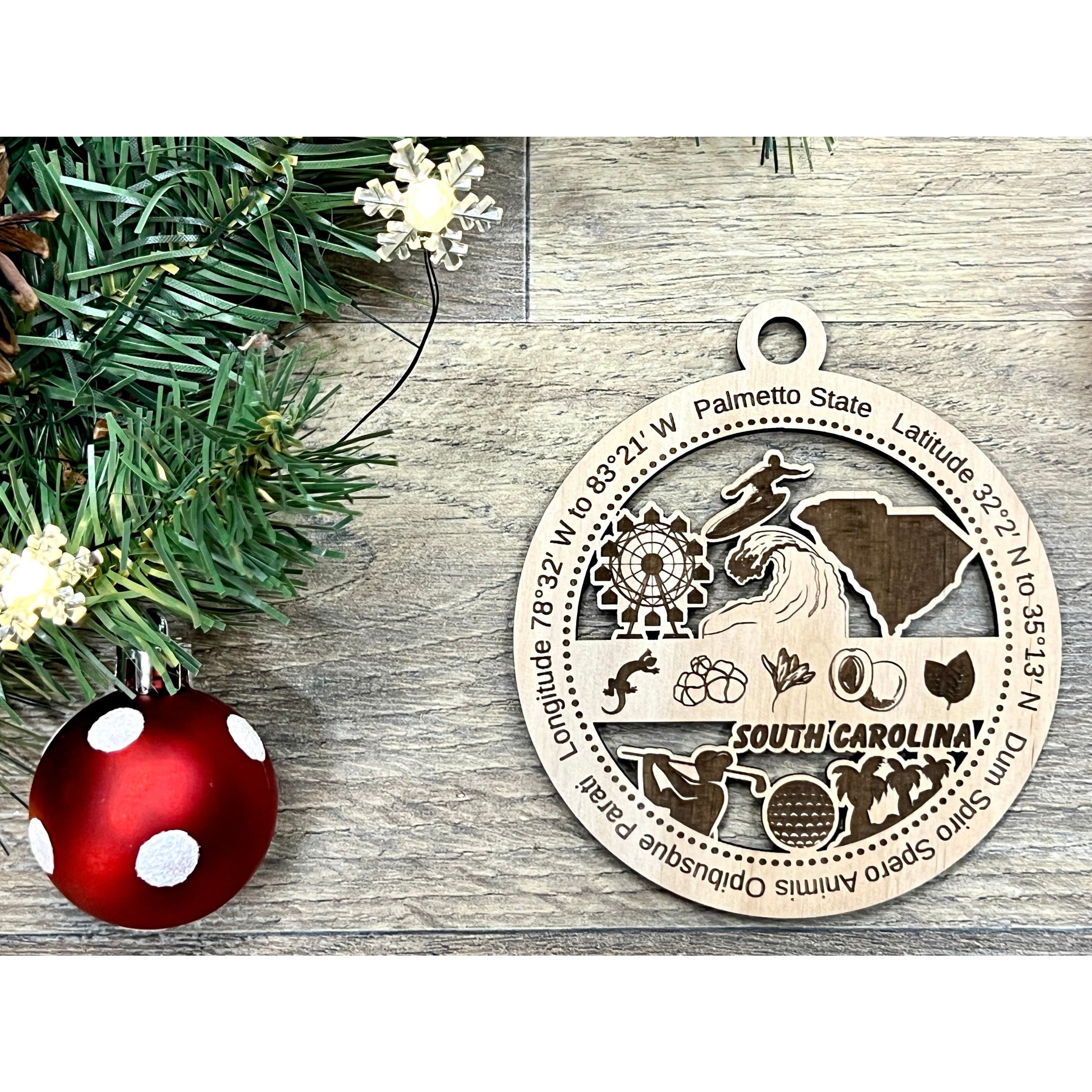 South Carolina Wood Christmas Ornaments