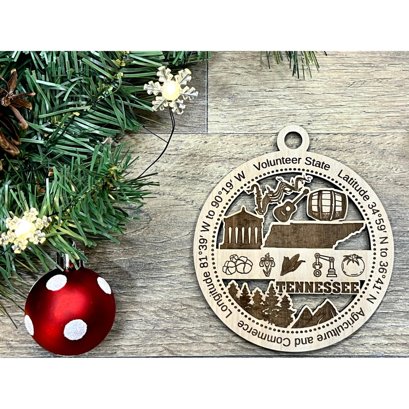Tennessee Wood Christmas Ornaments
