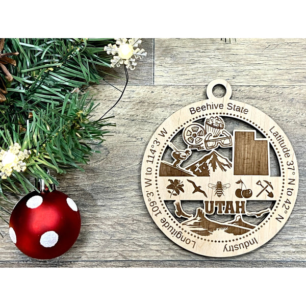 Utah Wood Christmas Ornaments