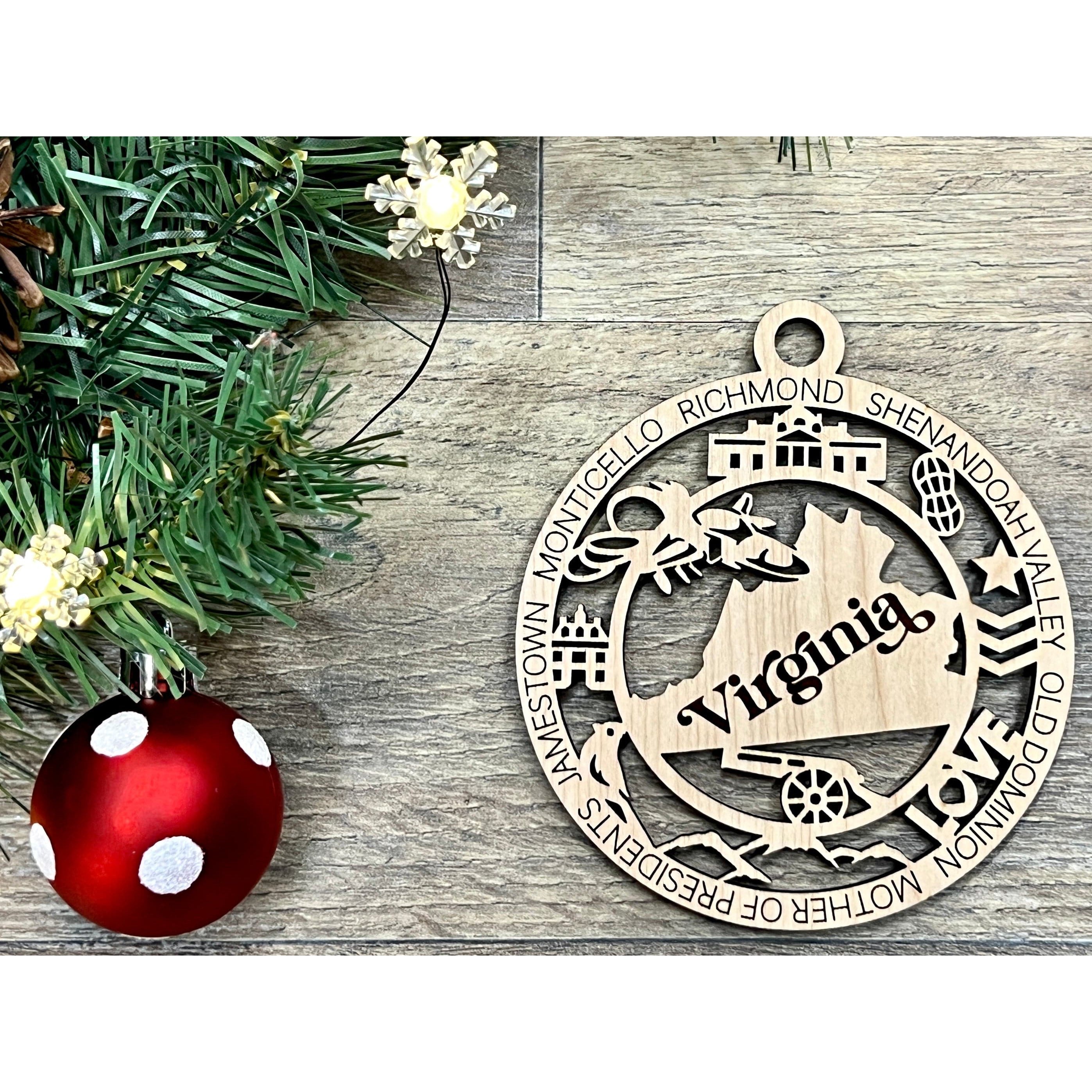 Virginia Wooden Christmas Ornaments